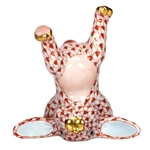 Herend Figurine Handstand Bunny Rabbit Rust Fishnet