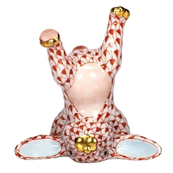 Herend Figurine Handstand Bunny Rabbit Rust Fishnet