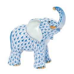 Herend Young Elephant Figurine Blue Fishnet