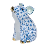 Herend Little Pig Sitting Blue Fishnet