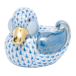 Herend Dapper Ducky Figurine Blue Fishnet