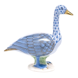 Herend Canada Goose Figurine Blue Fishnet