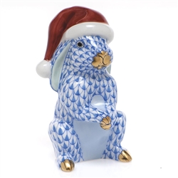 Herend Santa Bunny Figurine Blue Fishnet