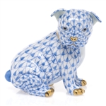 Herend Bulldog Puppy Figurine Blue Fishnet