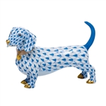 Herend Figurine Dachshund Blue Fishnet