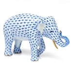 Herend Asian Elephant Figurine Blue Fishnet