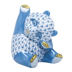 Herend Playful Panda Figurine Blue Fishnet