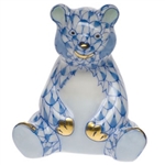 Herend Mini Baby Bear Sitting Blue Fishnet