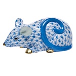 Herend Curly Tailed Mouse Blue Fishnet