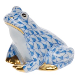 Herend Miniature Frog Blue Fishnet