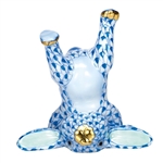 Herend Figurine Handstand Bunny Rabbit Blue Fishnet