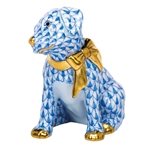 Herend Figurine Doggie Dazzle Puppy Blue Fishnet