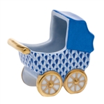 Herend Baby Carriage Figurine Sapphire Fishnet