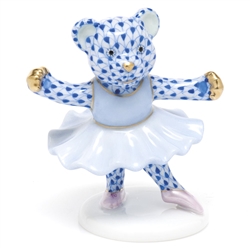 Herend Ballerina Bear Figurine Sapphire Fishnet