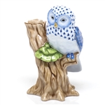 Herend Night Owl Figurine Sapphire Fishnet