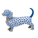 Herend Figurine Dachshund Sapphire Fishnet