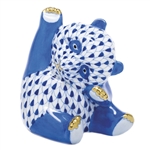 Herend Playful Panda Figurine Sapphire Fishnet