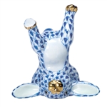 Herend Figurine Handstand Bunny Rabbit Sapphire Fishnet