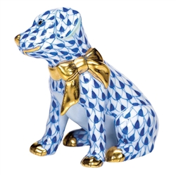 Herend Figurine Doggie Dazzle Puppy Sapphire Fishnet