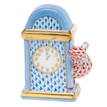 Herend Hickory Dickory Dock Blue Fishnet Clock and Rust Fishnet Mouse