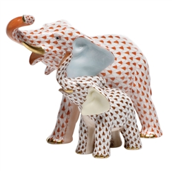 Herend 2012 Kingdom Classic Mother & Baby Elephant Multicolor