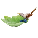 Herend Hummingbird On Leaf Figurine Chocolate Fishnet