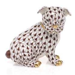 Herend Bulldog Puppy Figurine Chocolate Fishnet