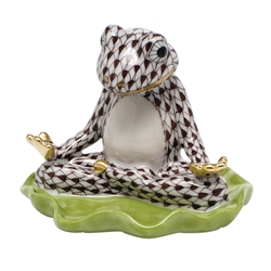 Herend Yoga Frog Figurine Chocolate Fishnet