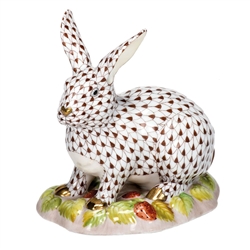 Herend Figurine Berry Bunny Rabbit Chocolate Fishnet