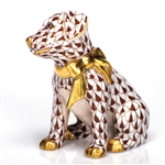 Herend Figurine Doggie Dazzle Puppy Chocolate Fishnet