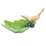 Herend Hummingbird On Leaf Figurine Butterscotch Fishnet