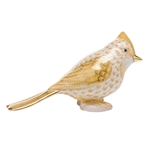 Herend Tufted Titmouse Bird Butterscotch Figurine