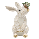 Herend Bunny with Butterfly Figurine Butterscotch Fishnet
