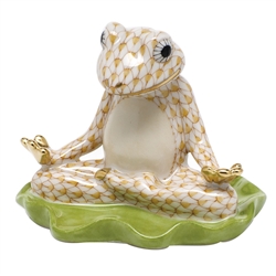 Herend Yoga Frog Figurine Butterscotch Fishnet