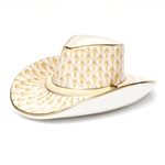 Herend Cowboy Hat Figurine Butterscotch Fishnet