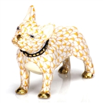 Herend Figurine Puppy Dog Frenchie Butterscotch Fishnet