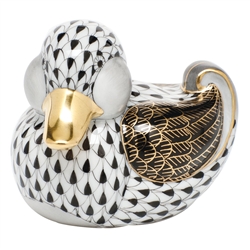 Herend Dapper Ducky Figurine Black Fishnet