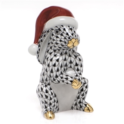 Herend Santa Bunny Figurine Black Fishnet