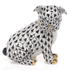 Herend Bulldog Puppy Figurine Black Fishnet