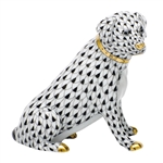 Herend Figurine Labrador Retriever Dog Black Fishnet