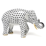Herend Asian Elephant Figurine Black Fishnet