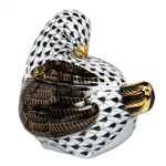 Herend Figurine Chicken Covered Box Black Fishnet