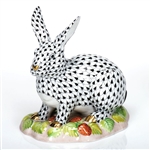 Herend Figurine Berry Bunny Rabbit Black Fishnet