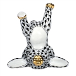 Herend Figurine Handstand Bunny Rabbit Black Fishnet