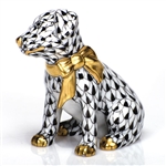 Herend Figurine Doggie Dazzle Puppy Black Fishnet
