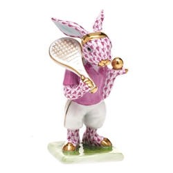 Herend Tennis Bunny Figurine Raspberry Fishnet