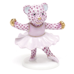 Herend Ballerina Bear Figurine Raspberry Fishnet