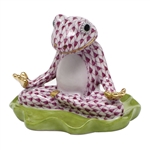 Herend Yoga Frog Figurine Raspberry Fishnet