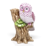 Herend Night Owl Figurine Raspberry Fishnet