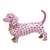 Herend Figurine Dachshund Raspberry Fishnet